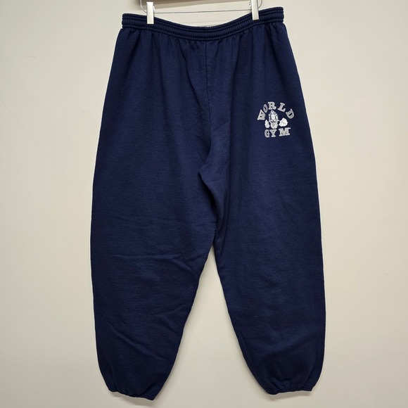 World Gym Other - World Gym Sweatpants Mens XL Navy Blue Graphic Logo Joggers Activewear